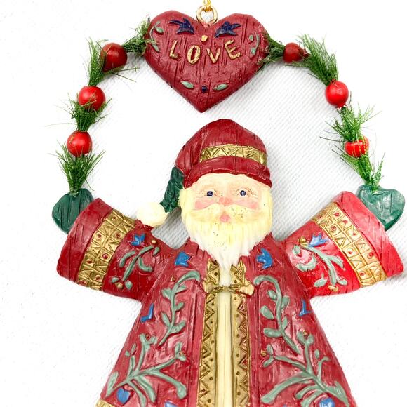 Santa Pair of Ornaments in Traditional Slavik Dress Resin ornaments with loops - Picture 5 of 8